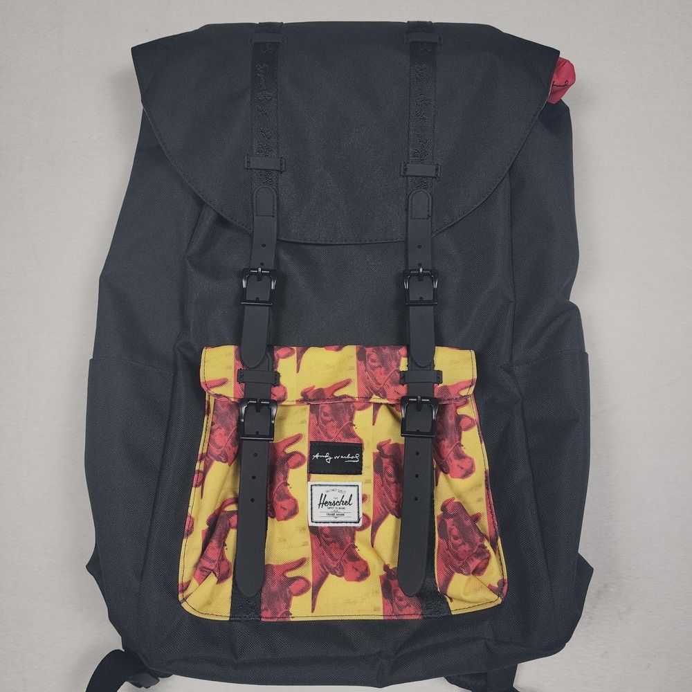 Herschel Andy Warhol Little America Backpack Black Floral Print Laptop Bag